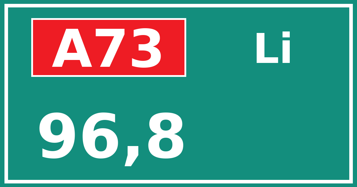 Hectometerbord A73 96,8 zijde Li