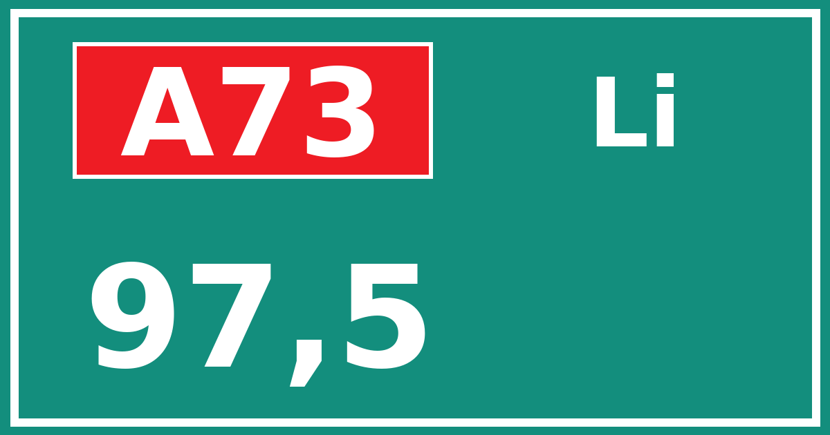 Hectometerbord A73 97,5 zijde Li