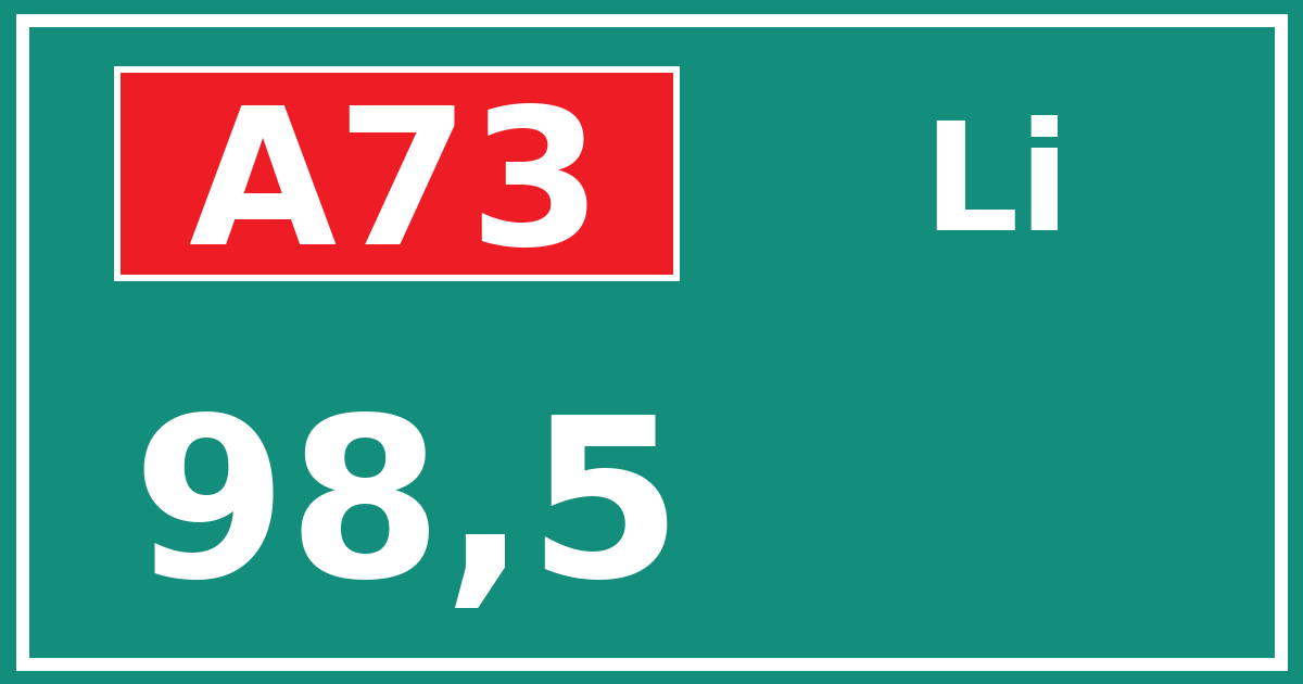 Hectometerbord A73 98,5 zijde Li