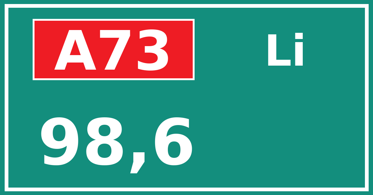 Hectometerbord A73 98,6 zijde Li