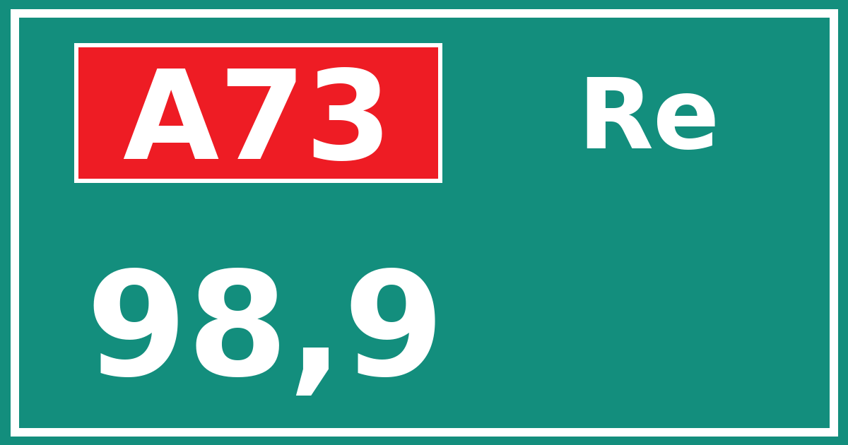 Hectometerbord A73 98,9 zijde Re