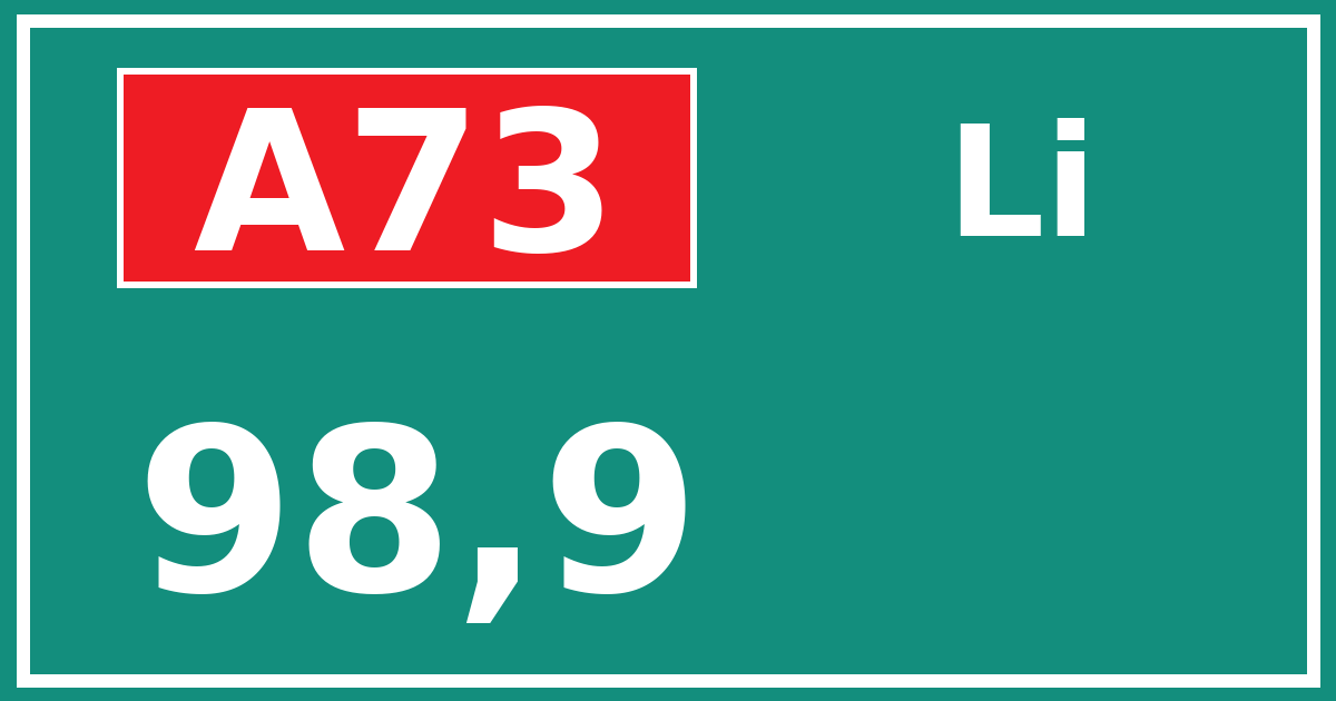 Hectometerbord A73 98,9 zijde Li
