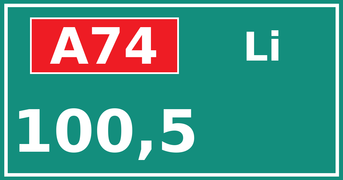 Hectometerbord A74 100,5 zijde Li
