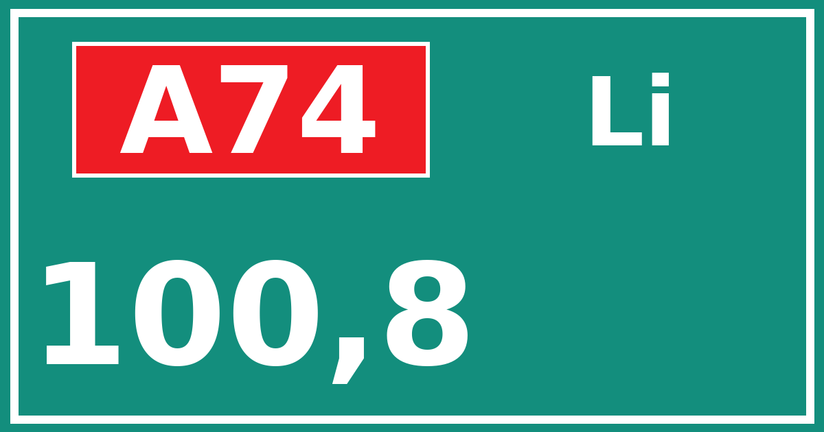 Hectometerbord A74 100,8 zijde Li