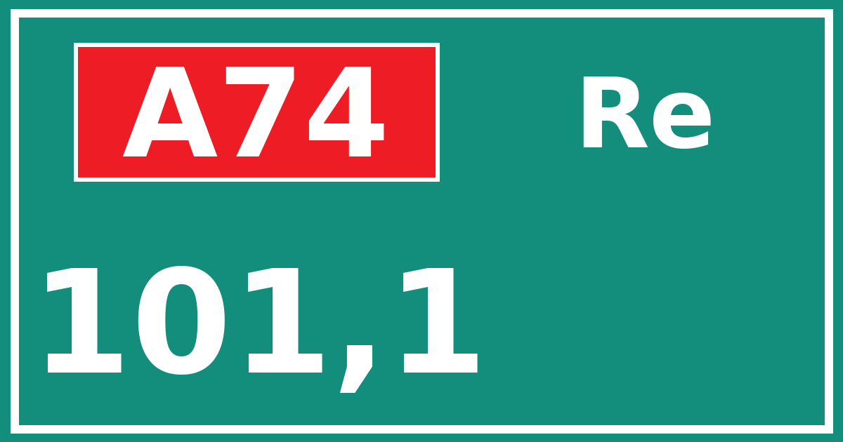 Hectometerbord A74 101,1 zijde Re