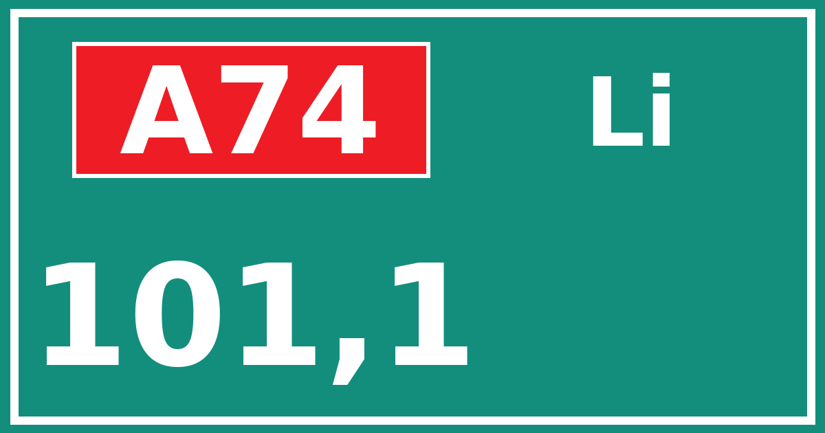 Hectometerbord A74 101,1 zijde Li