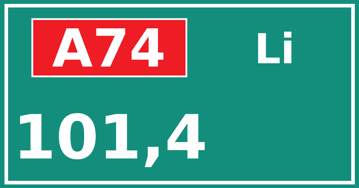 Hectometerbord A74 101,4 zijde Li