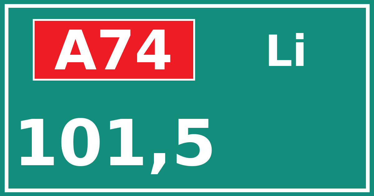 Hectometerbord A74 101,5 zijde Li