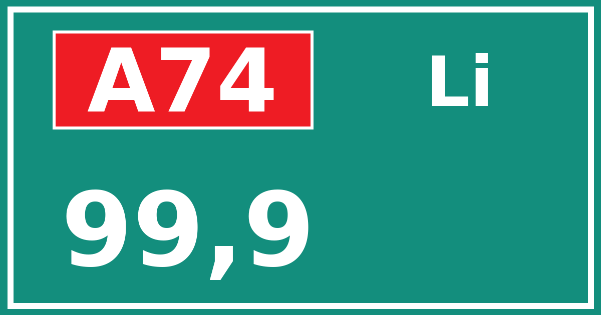 Hectometerbord A74 99,9 zijde Li