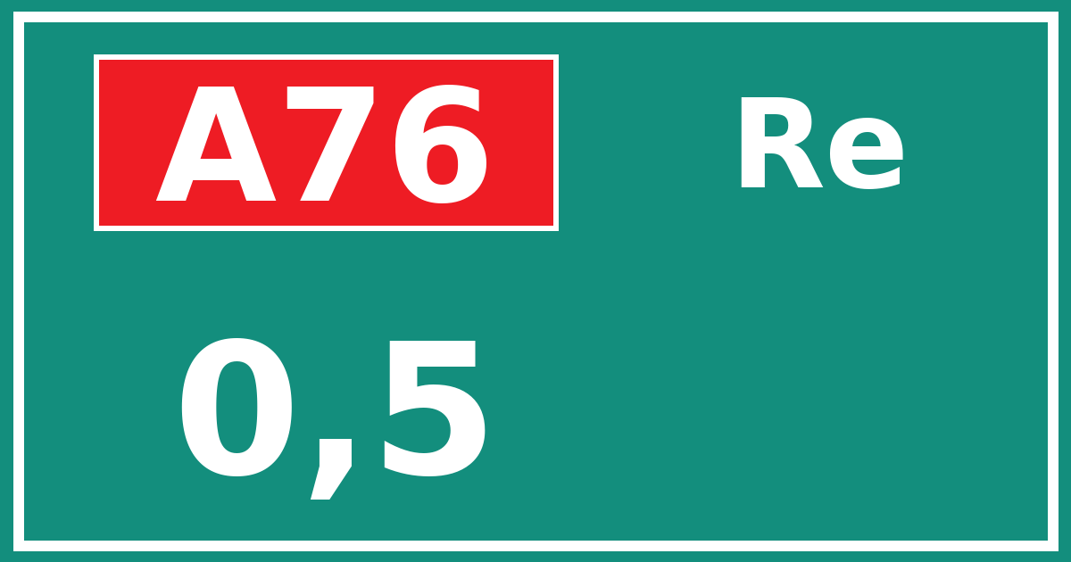 Hectometerbord A76 0,5 zijde Re
