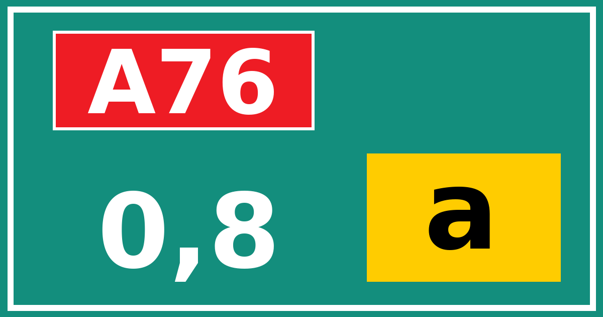 Hectometerbord A76 0,8 letter a