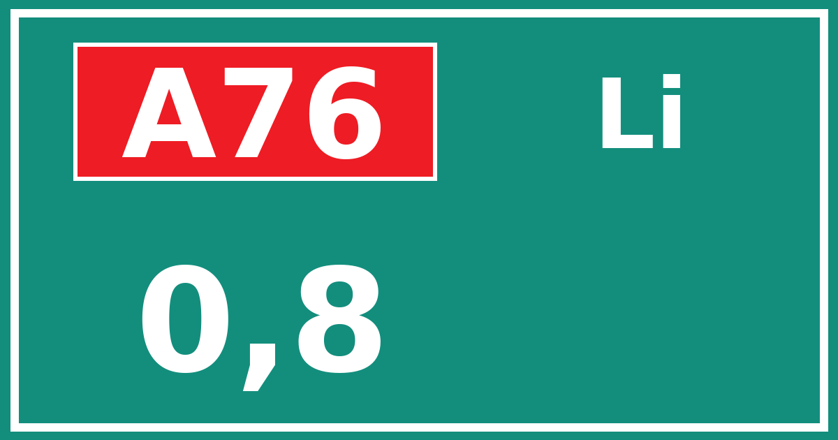 Hectometerbord A76 0,8 zijde Li