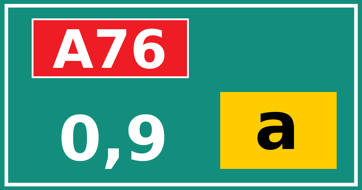 Hectometerbord A76 0,9 letter a