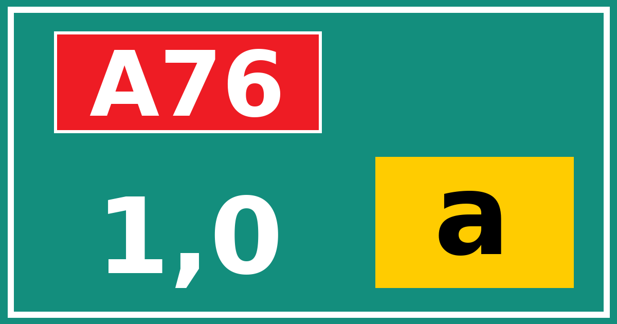 Hectometerbord A76 1,0 letter a