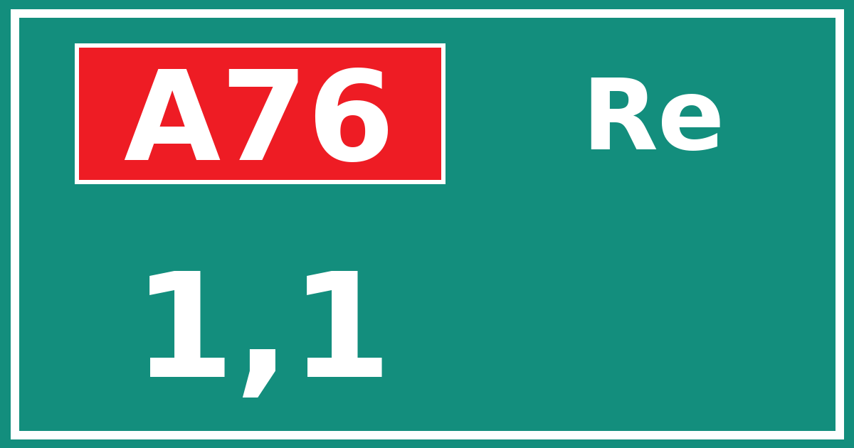 Hectometerbord A76 1,1 zijde Re