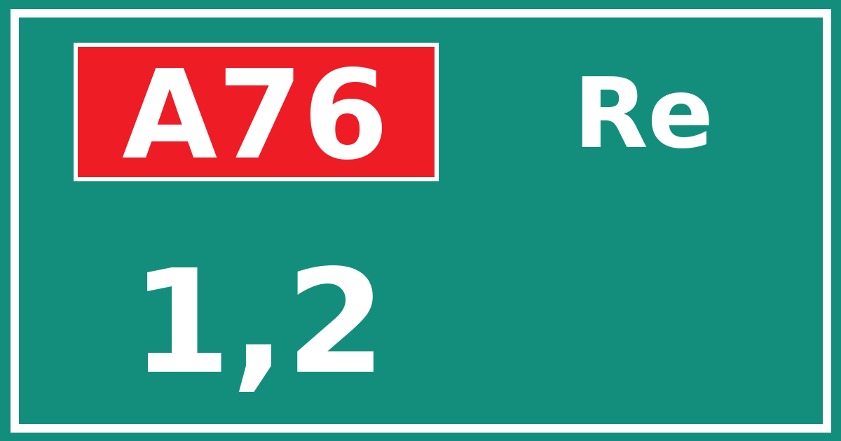 Hectometerbord A76 1,2 zijde Re