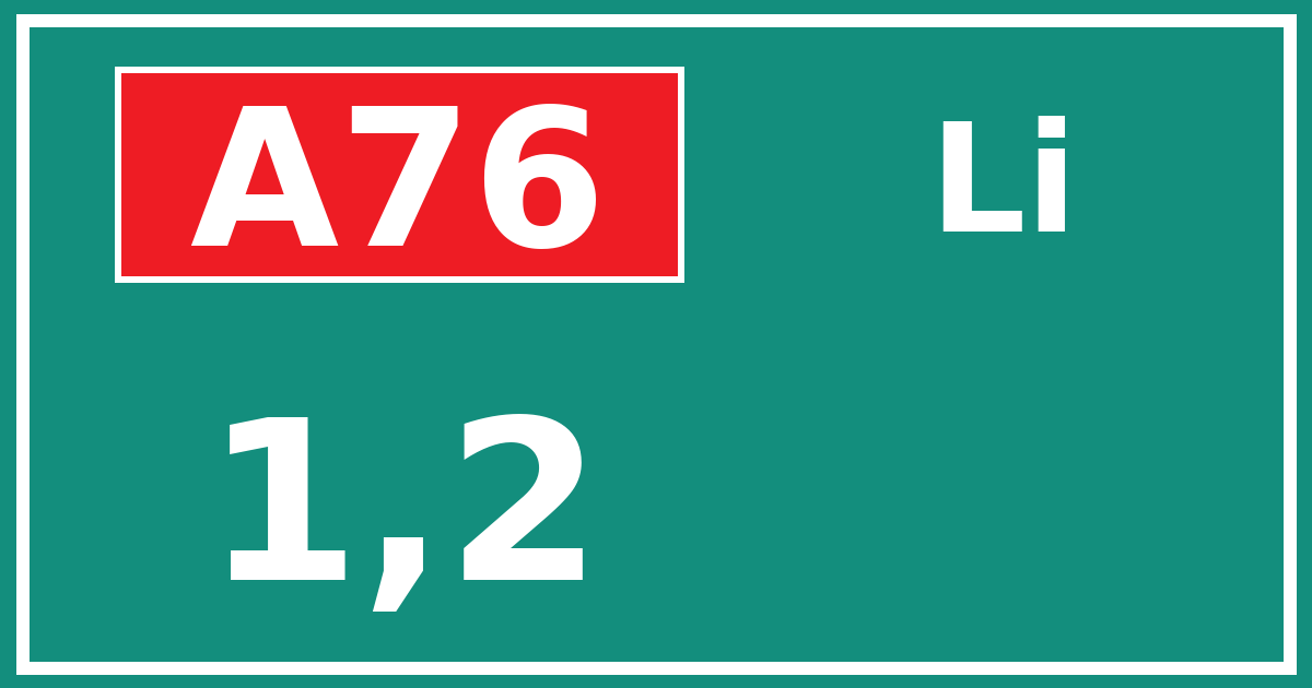 Hectometerbord A76 1,2 zijde Li