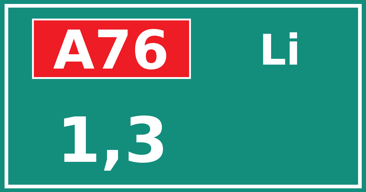 Hectometerbord A76 1,3 zijde Li
