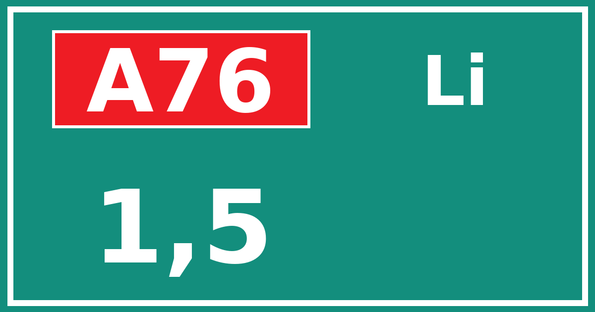 Hectometerbord A76 1,5 zijde Li