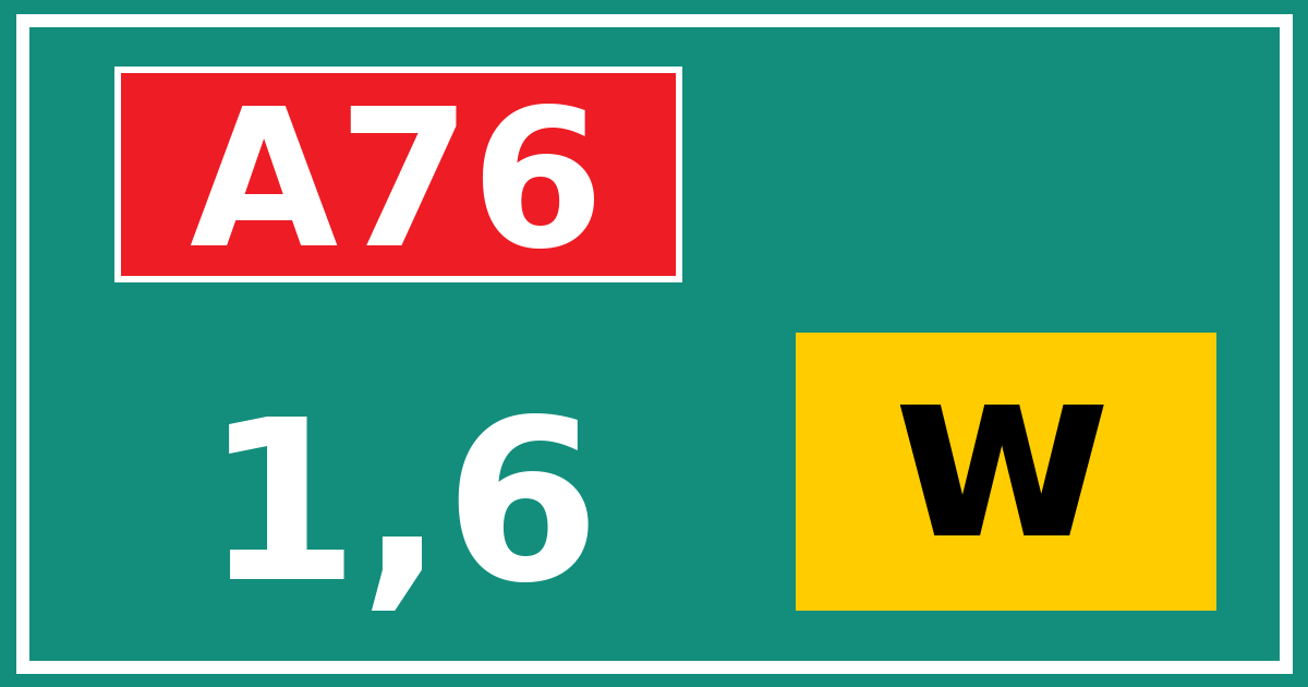 Hectometerbord A76 1,6 letter w