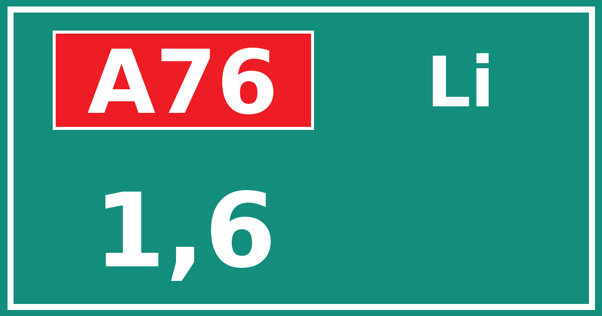 Hectometerbord A76 1,6 zijde Li