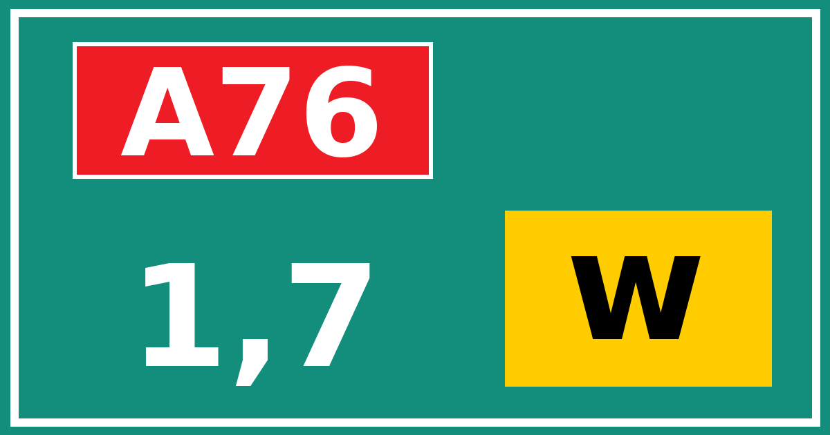 Hectometerbord A76 1,7 letter w