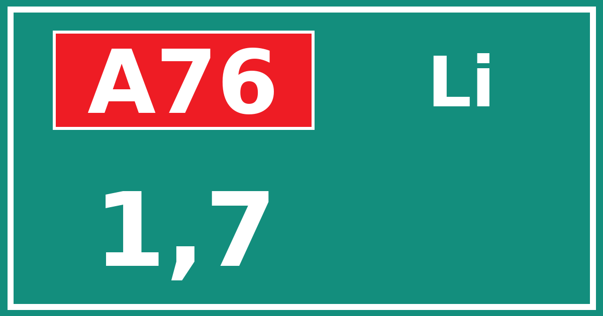 Hectometerbord A76 1,7 zijde Li