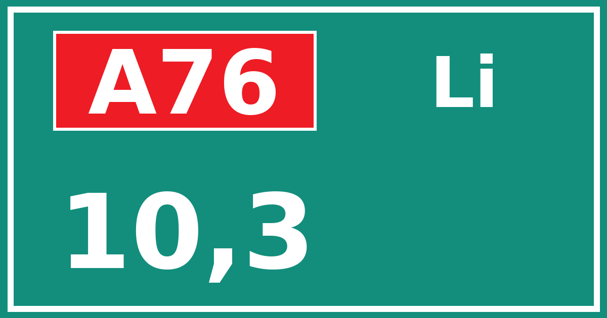 Hectometerbord A76 10,3 zijde Li