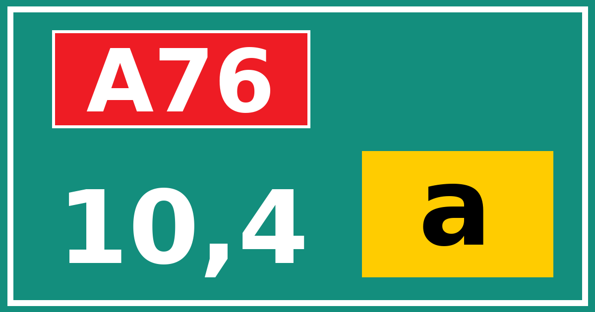 Hectometerbord A76 10,4 letter a