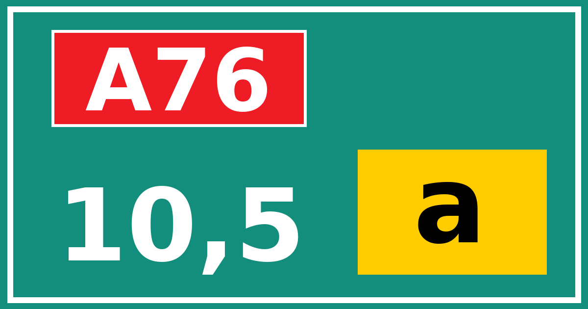 Hectometerbord A76 10,5 letter a