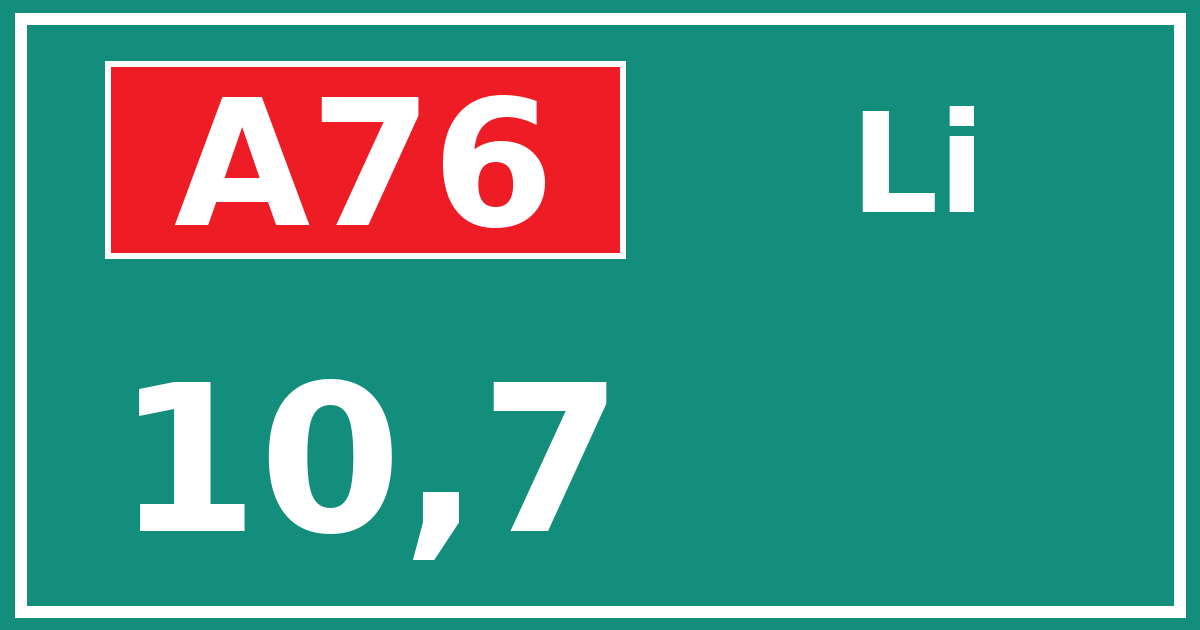 Hectometerbord A76 10,7 zijde Li