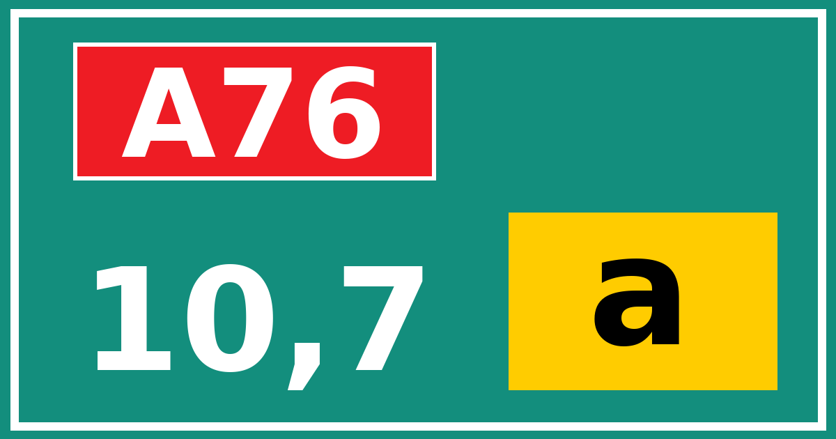 Hectometerbord A76 10,7 letter a