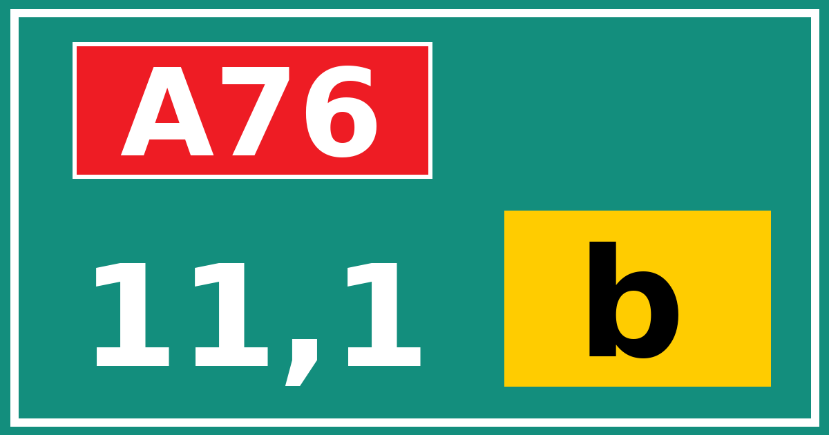 Hectometerbord A76 11,1 letter b