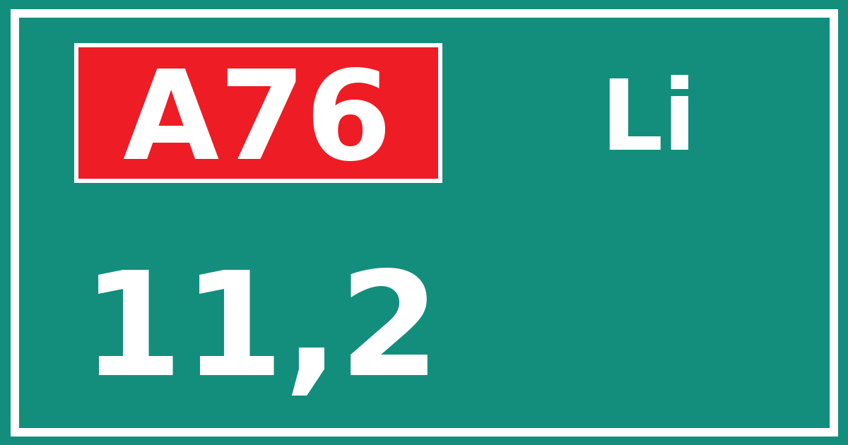 Hectometerbord A76 11,2 zijde Li