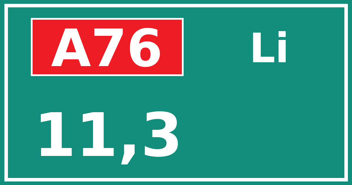 Hectometerbord A76 11,3 zijde Li