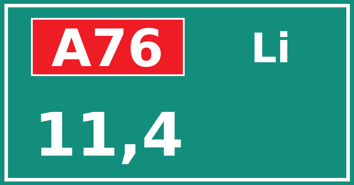 Hectometerbord A76 11,4 zijde Li