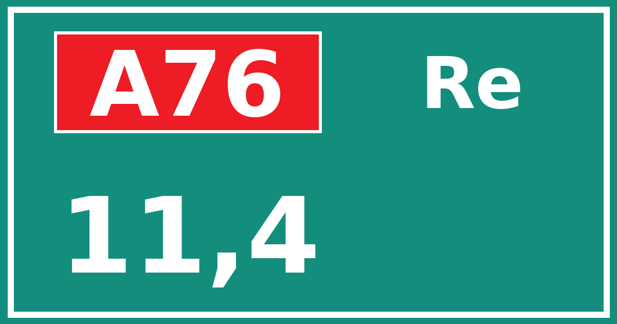 Hectometerbord A76 11,4 zijde Re