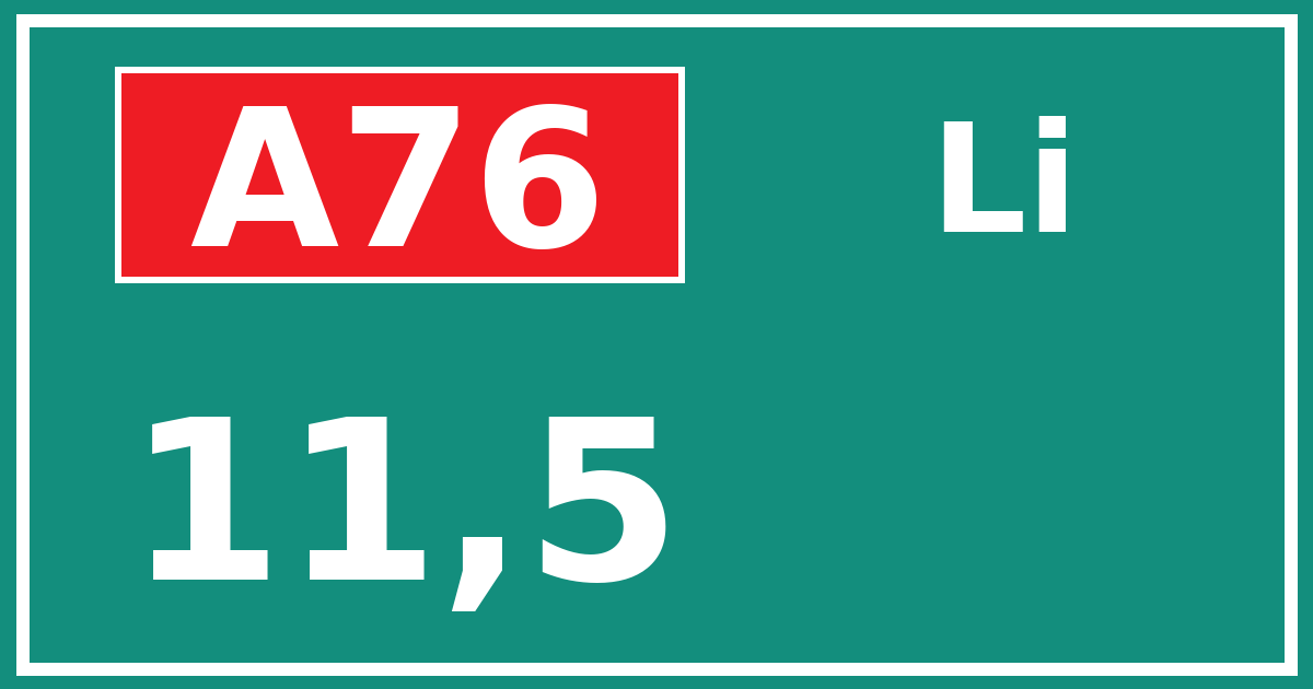 Hectometerbord A76 11,5 zijde Li