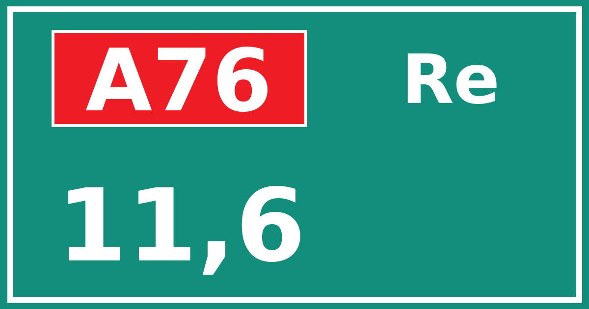 Hectometerbord A76 11,6 zijde Re