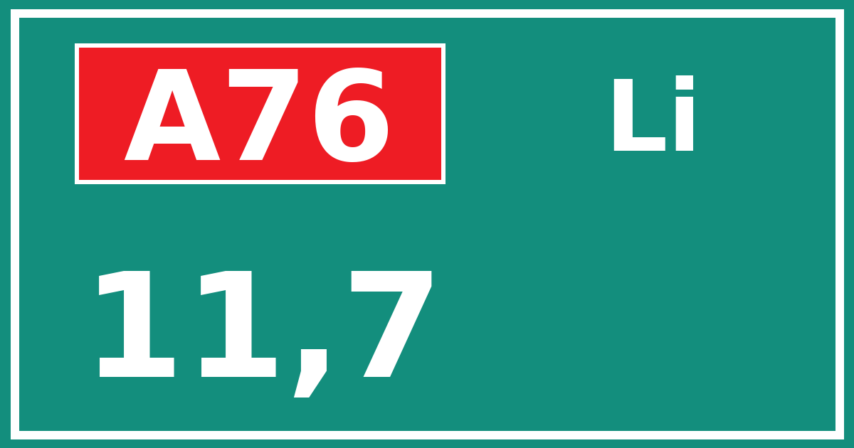 Hectometerbord A76 11,7 zijde Li