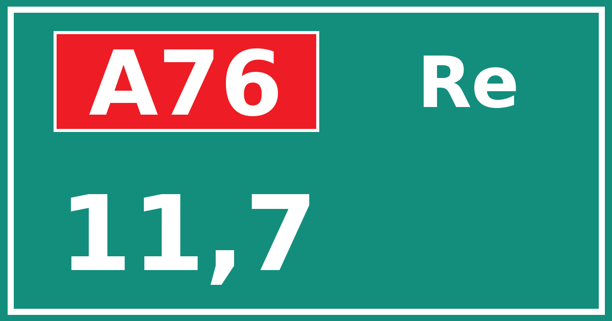 Hectometerbord A76 11,7 zijde Re