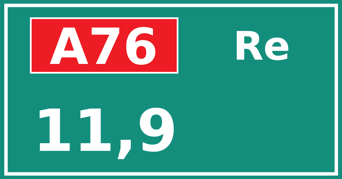 Hectometerbord A76 11,9 zijde Re