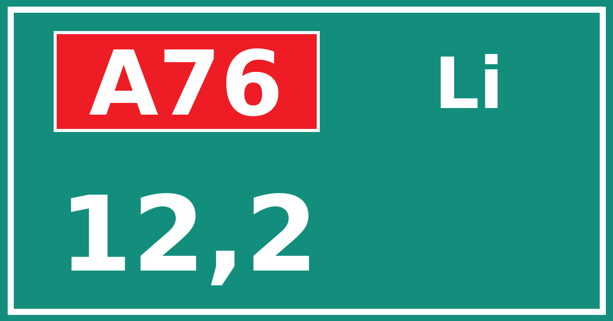 Hectometerbord A76 12,2 zijde Li