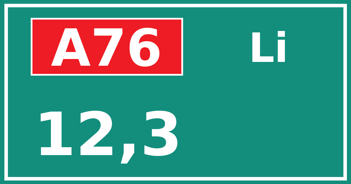 Hectometerbord A76 12,3 zijde Li