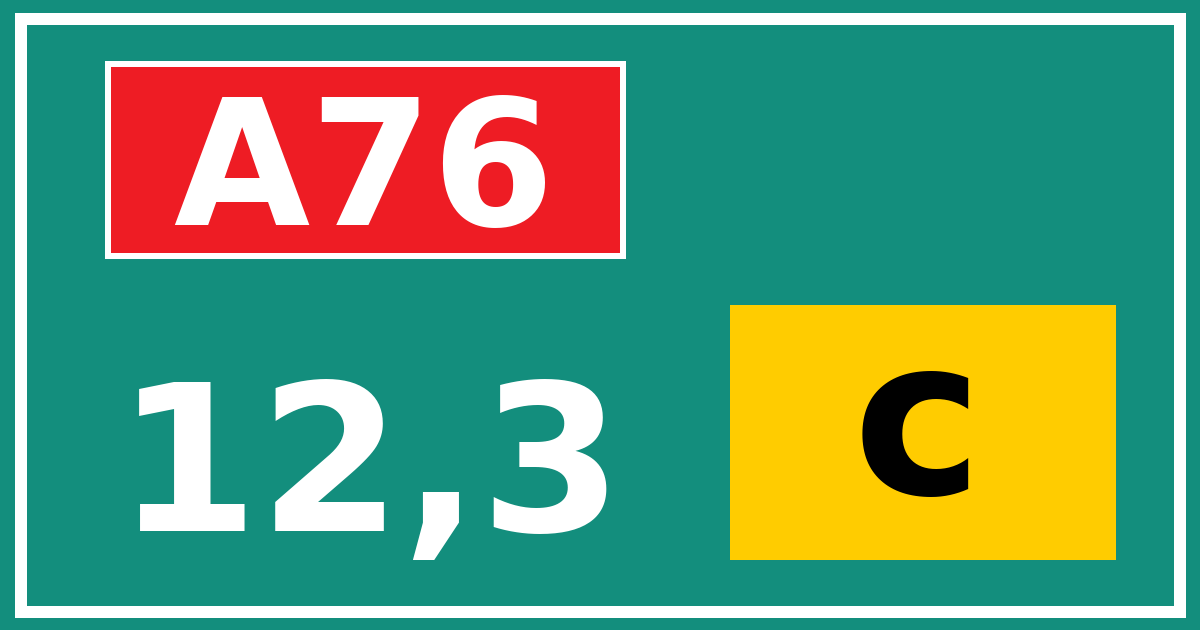 Hectometerbord A76 12,3 letter c