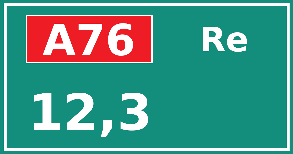 Hectometerbord A76 12,3 zijde Re