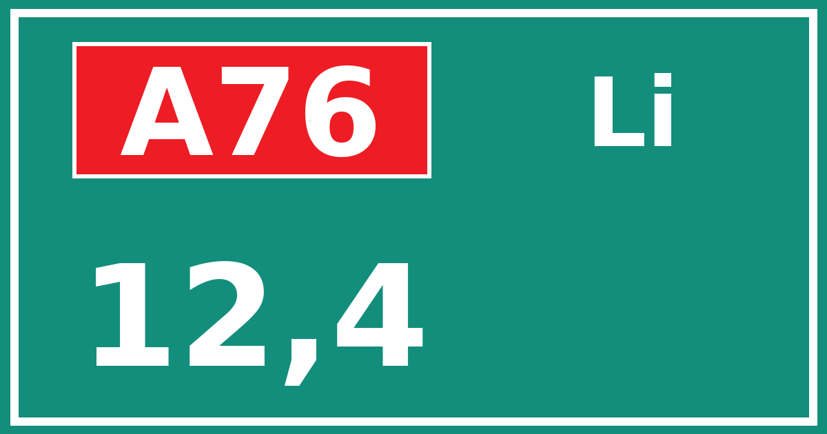 Hectometerbord A76 12,4 zijde Li