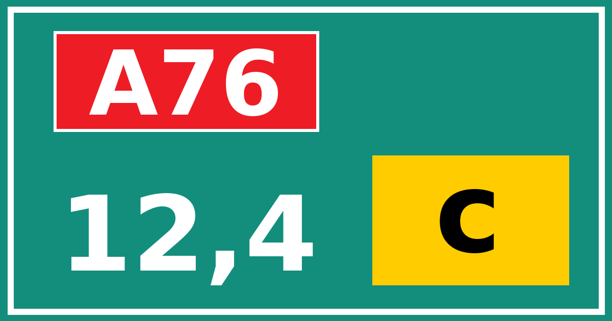 Hectometerbord A76 12,4 letter c
