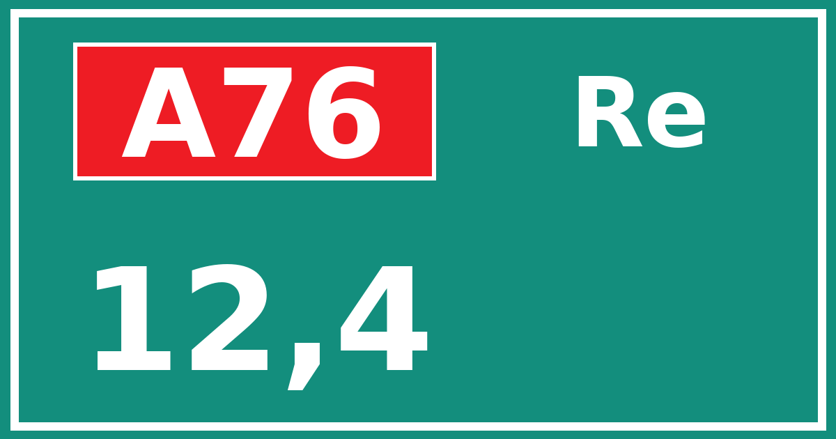 Hectometerbord A76 12,4 zijde Re