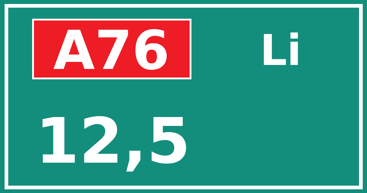 Hectometerbord A76 12,5 zijde Li